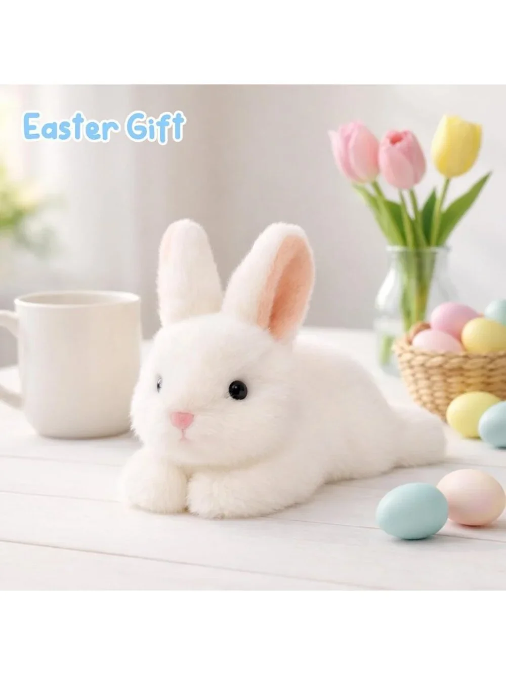 White Bunny Plush Stuffed Animal Cute Soft Rabbit Pocket Size Gift for Kids